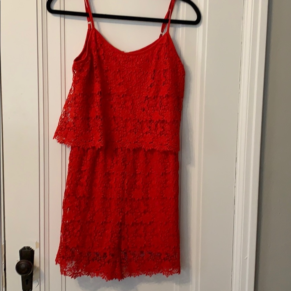 Red Lace Romper